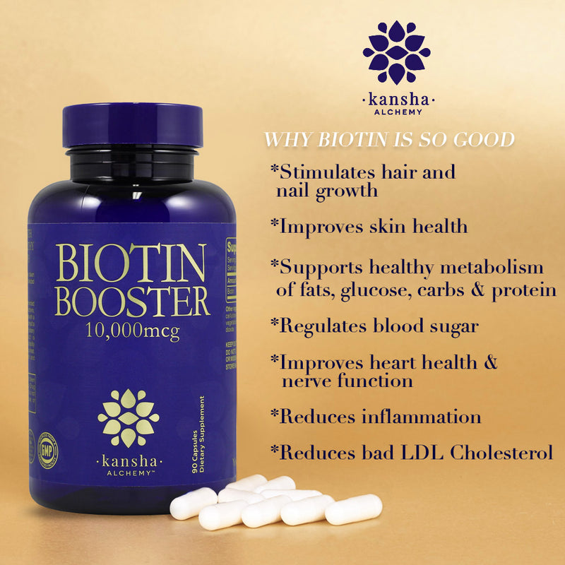 Biotin Booster 10,000mcg SUPER STRENGTH, HIGH QUALITY MEGA DOSE.  90 caps/3 month